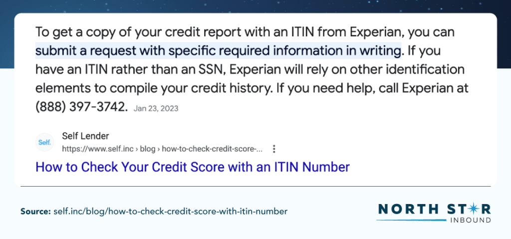 get credit score with itin