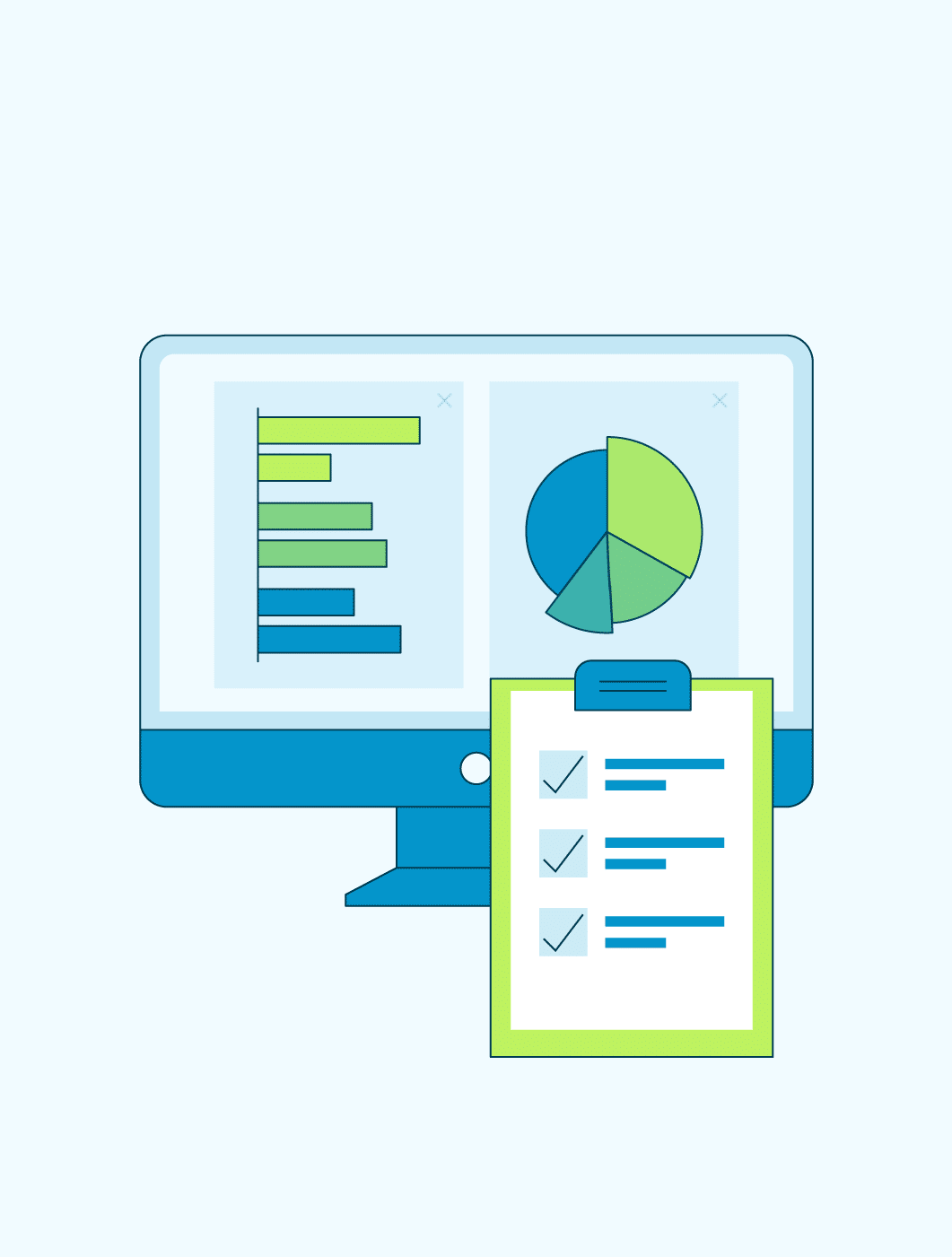 computer dashboard with checklist